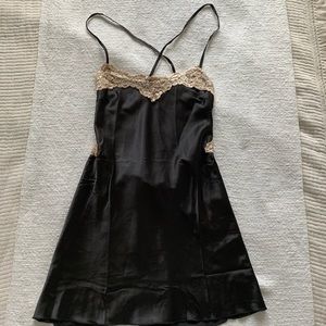 NEVER WORN, vrg girl satin slip dress, black and cream, AU size 10